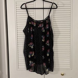 Torrid Black and White Polka Dot Floral Tank Top